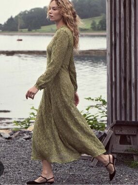 Doen Angelique green lace midi dress bias rare small